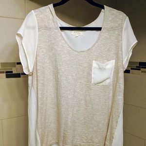 Beige and cream sheer flowy top by Lou & Grey